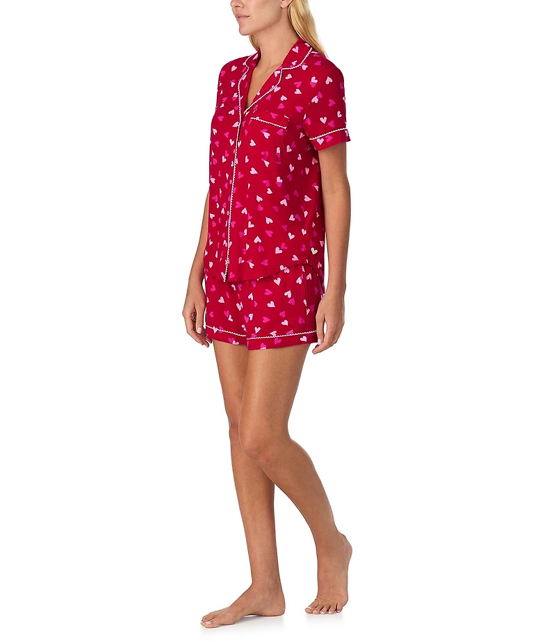 kate spade new york Whimsical Hearts Valentine's Day Print Short Sleeve Notch Collar Knit Shorty Pajama Set