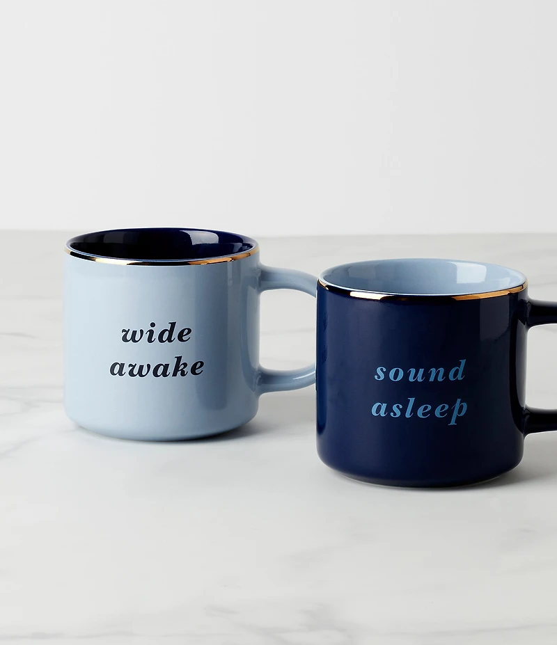 kate spade new york Wide Awake & Sound Asleep, Mugs, Set of 2
