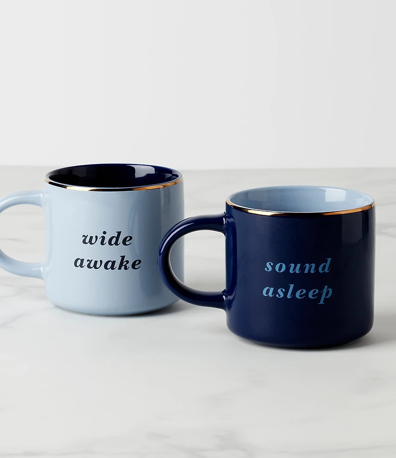 kate spade new york Wide Awake & Sound Asleep, Mugs, Set of 2