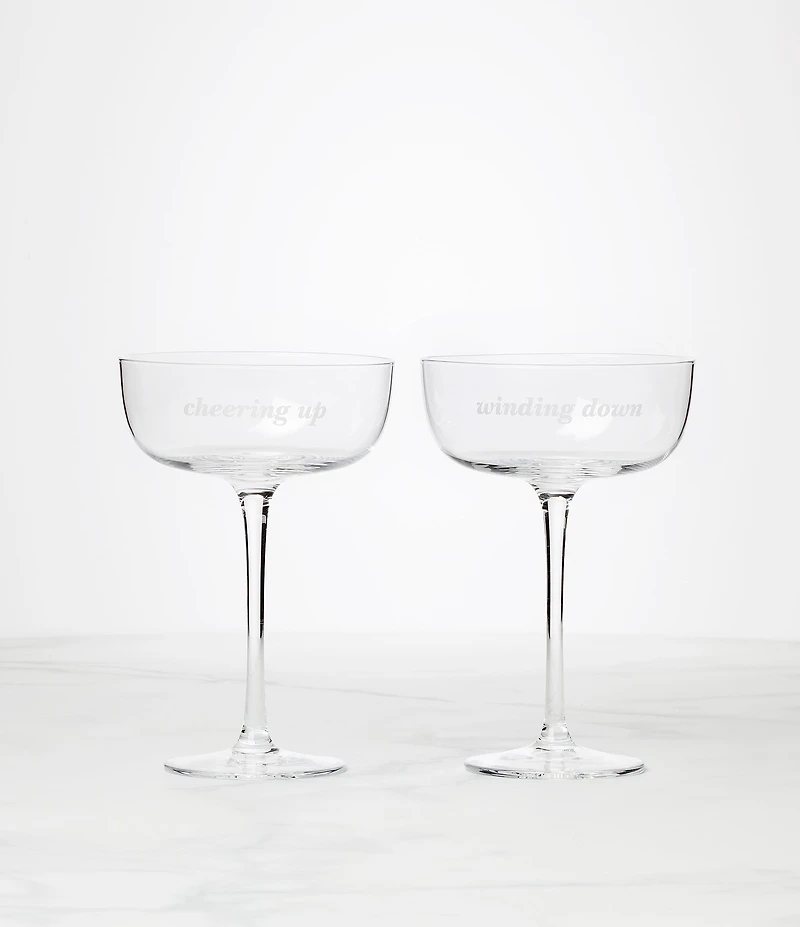 kate spade new york Winding Down & Cheering Up, Coupe Glasses, Set of 2