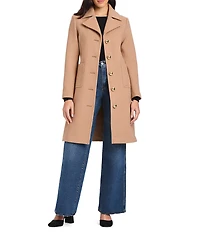 kate spade new york Wool Blend Notch Collar Long Sleeve Relaxed Fit Single Breasted Coat