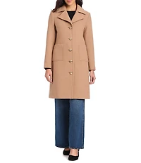 kate spade new york Wool Blend Notch Collar Long Sleeve Relaxed Fit Single Breasted Coat