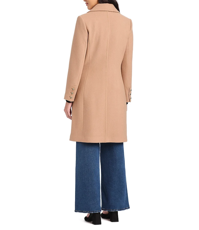kate spade new york Wool Blend Notch Collar Long Sleeve Relaxed Fit Single Breasted Coat