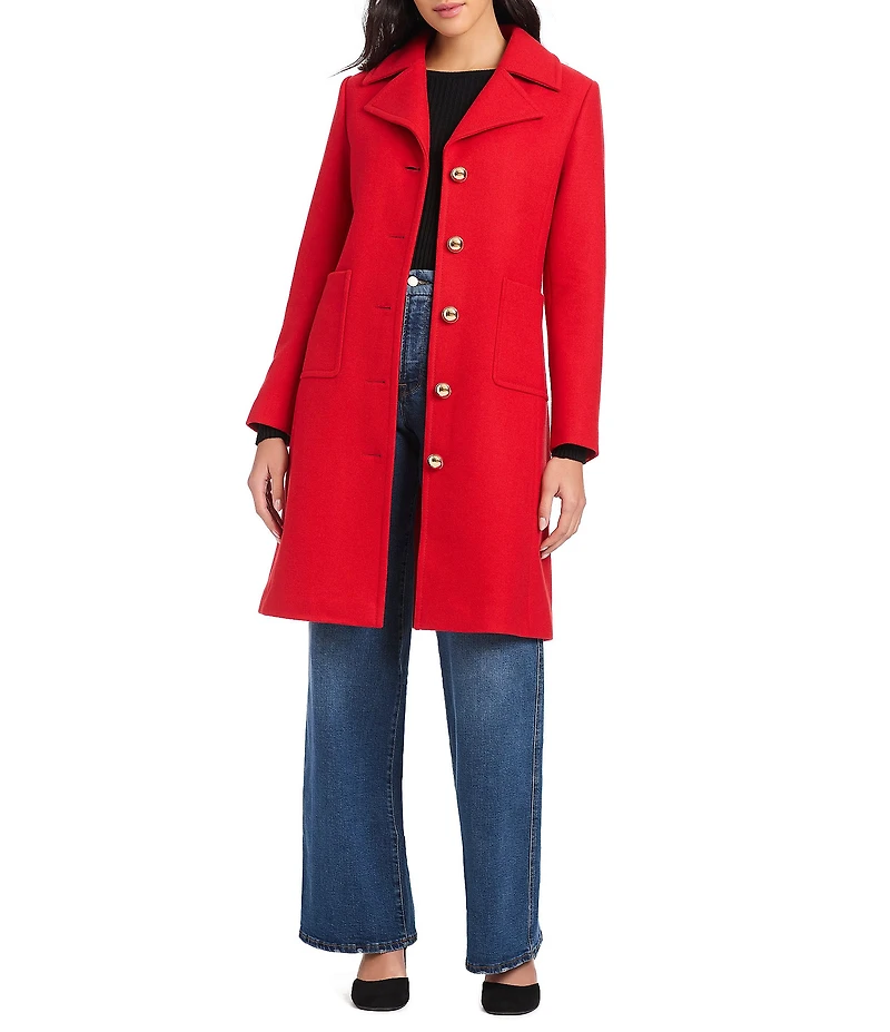 kate spade new york Wool Blend Notch Collar Long Sleeve Relaxed Fit Single Breasted Coat