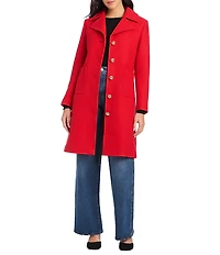 kate spade new york Wool Blend Notch Collar Long Sleeve Relaxed Fit Single Breasted Coat