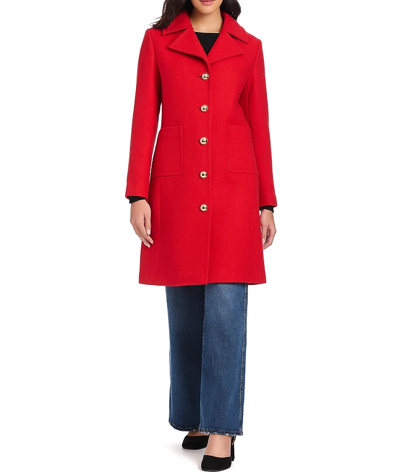 kate spade new york Wool Blend Notch Collar Long Sleeve Relaxed Fit Single Breasted Coat
