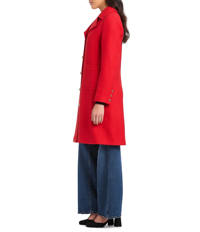 kate spade new york Wool Blend Notch Collar Long Sleeve Relaxed Fit Single Breasted Coat