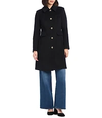 kate spade new york Wool Blend Point Collar Belted Tab A-Line Single Breasted Coat