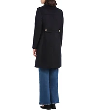kate spade new york Wool Blend Point Collar Belted Tab A-Line Single Breasted Coat