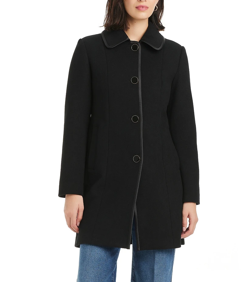 kate spade new york Wool Blend Point Collar Long Sleeve Single Breasted Coat