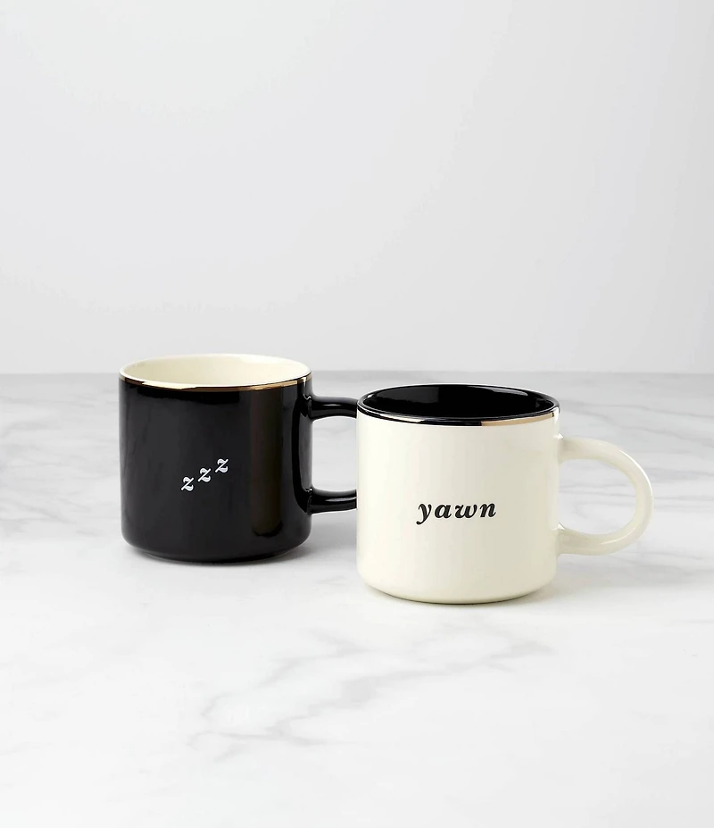 kate spade new york Yawn & ZZZ Mugs, Set of 2