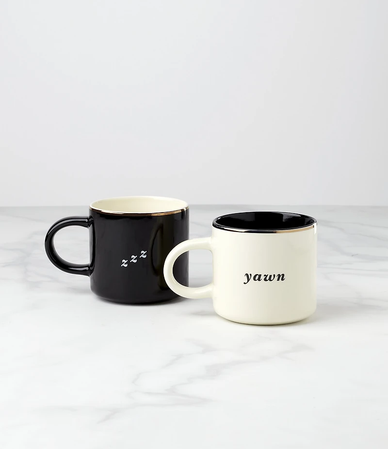 kate spade new york Yawn & ZZZ Mugs, Set of 2