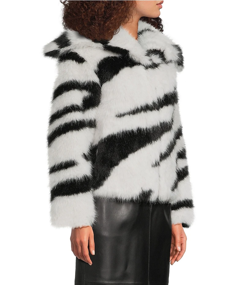 Katherine Kelly Faux Fur Zebra Pattern Coat