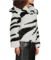 Katherine Kelly Faux Fur Zebra Pattern Coat
