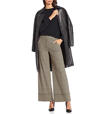 Katherine Kelly Genuine Lamb Leather Detailed Trim Shirt Collar Button Front Jacket