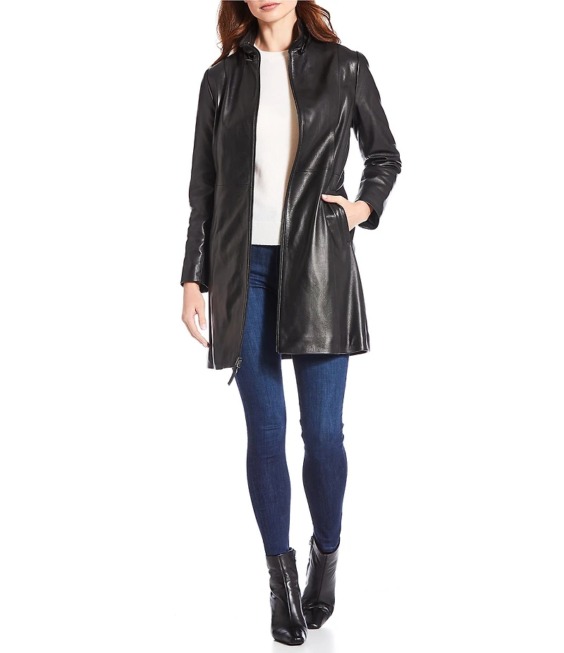 Katherine Kelly Genuine Lamb Leather Jacket with Removable Shearling Hood