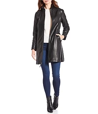 Katherine Kelly Genuine Lamb Leather Jacket with Removable Shearling Hood