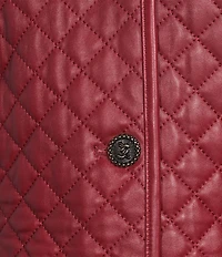 Katherine Kelly Genuine Lamb Leather Shirt Collar Neckline Quilted Jacket