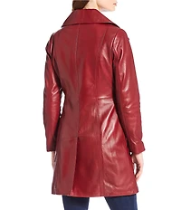 Katherine Kelly Genuine Lamb Leather Zip Front Wing Collar Jacket