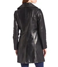 Katherine Kelly Genuine Lamb Leather Zip Front Wing Collar Jacket