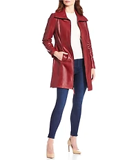 Katherine Kelly Genuine Lamb Leather Zip Front Wing Collar Jacket