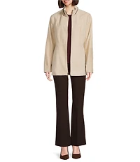 Katherine Kelly Genuine Suede Leather Jacket With Removable Shearling Hood