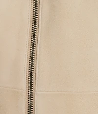 Katherine Kelly Genuine Suede Leather Jacket With Removable Shearling Hood