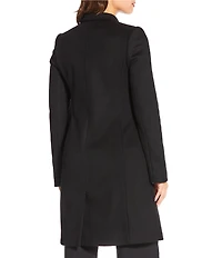 Katherine Kelly Pure Wool Hidden Snap Tulip Collar Coat