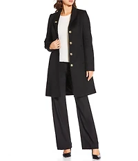 Katherine Kelly Pure Wool Hidden Snap Tulip Collar Coat
