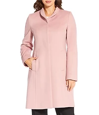 Katherine Kelly Pure Wool Hidden Snap Tulip Collar Coat