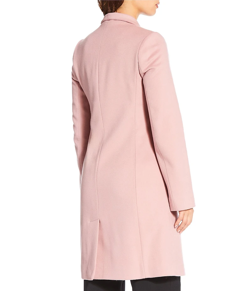 Katherine Kelly Pure Wool Hidden Snap Tulip Collar Coat