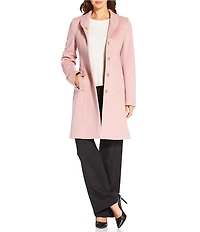 Katherine Kelly Pure Wool Hidden Snap Tulip Collar Coat