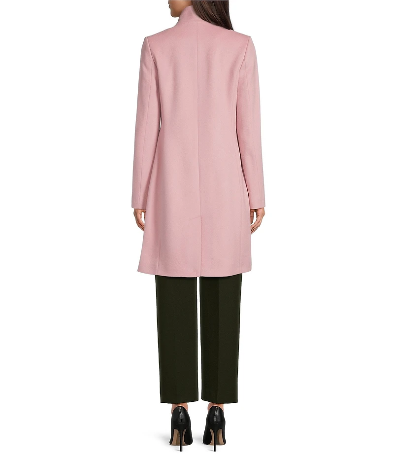 Katherine Kelly Pure Wool Hidden Snap Tulip Collar Coat