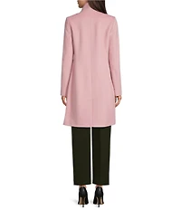 Katherine Kelly Pure Wool Hidden Snap Tulip Collar Coat