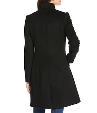 Katherine Kelly Pure Wool Hidden Snap Tulip Collar Coat