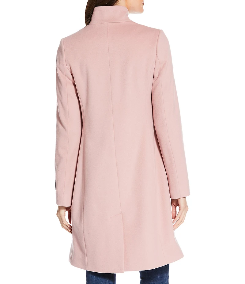 Katherine Kelly Pure Wool Hidden Snap Tulip Collar Coat
