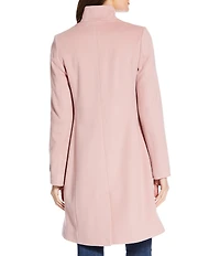 Katherine Kelly Pure Wool Hidden Snap Tulip Collar Coat