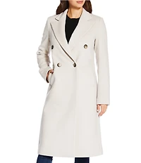 Katherine Kelly Pure Wool Notch Collar Double Breasted Button Front Coat