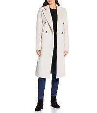Katherine Kelly Pure Wool Notch Collar Double Breasted Button Front Coat
