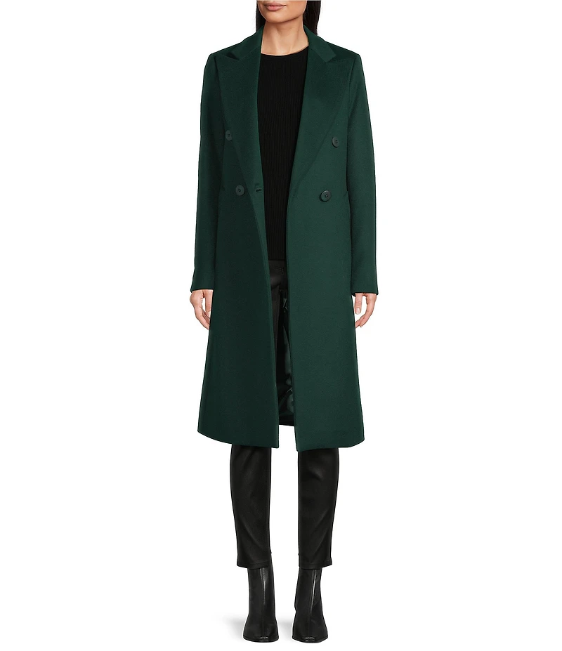 Katherine Kelly Pure Wool Notch Collar Double Breasted Button Front Coat