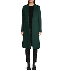 Katherine Kelly Pure Wool Notch Collar Double Breasted Button Front Coat