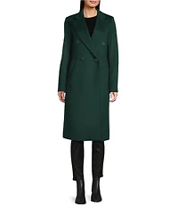 Katherine Kelly Pure Wool Notch Collar Double Breasted Button Front Coat