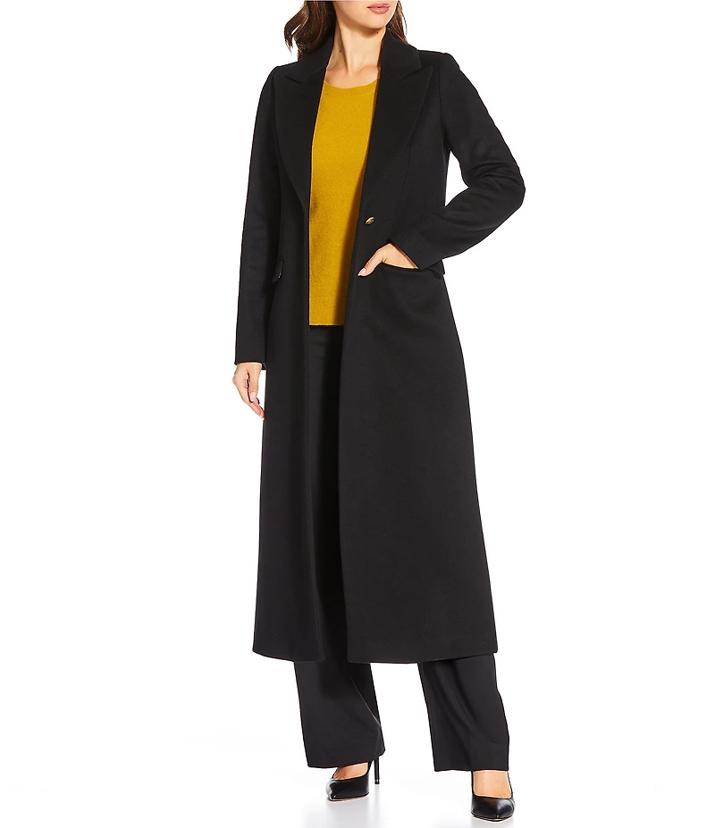 Katherine Kelly Pure Wool One Button Notch Collar Coat