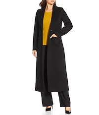 Katherine Kelly Pure Wool One Button Notch Collar Coat
