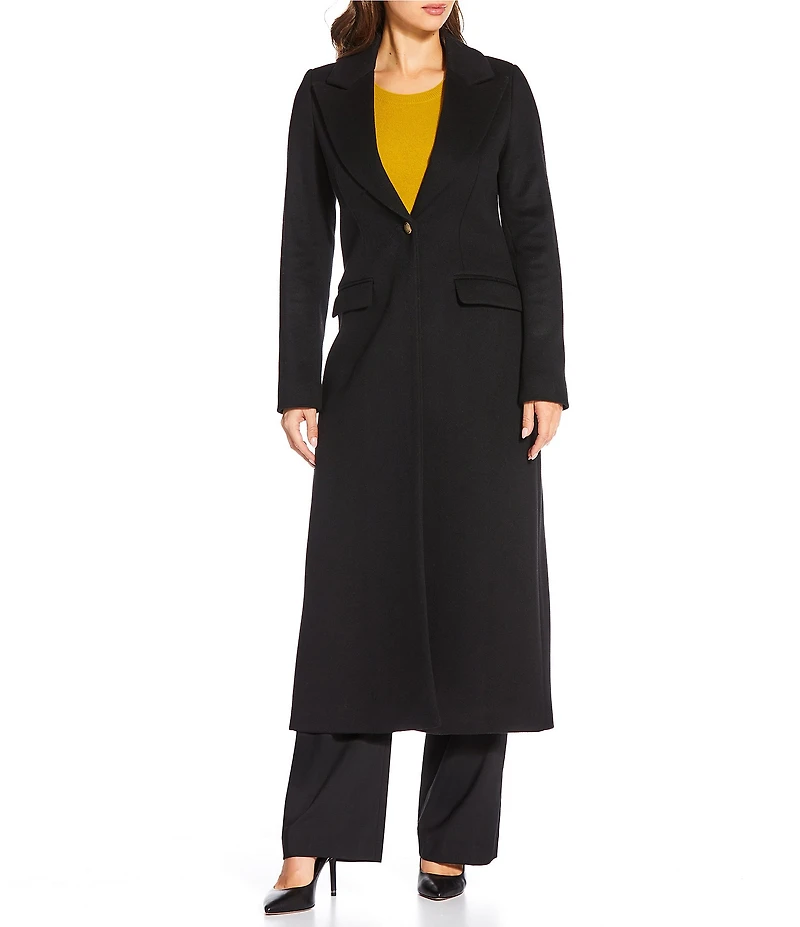 Katherine Kelly Pure Wool One Button Notch Collar Coat