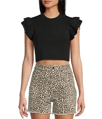 KatieJNYC Crew Neck Isla Ruffle Sleeve Top