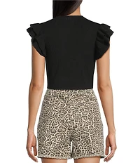 KatieJNYC Crew Neck Isla Ruffle Sleeve Top