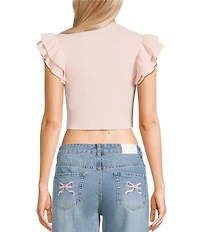 KatieJNYC Crew Neck Isla Ruffle Sleeve Top