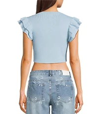 KatieJNYC Crew Neck Isla Ruffle Sleeve Top