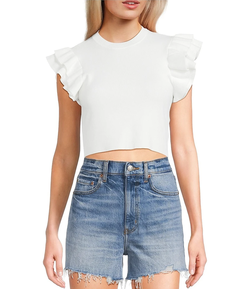 KatieJNYC Crew Neck Isla Ruffle Sleeve Top